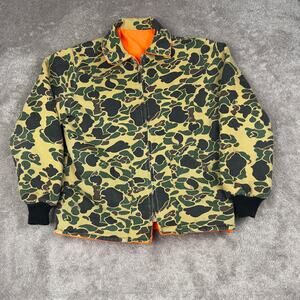Handmade Camouflage Cost Hunter Orange Zip Up Jacket Size XL Talon Zipper